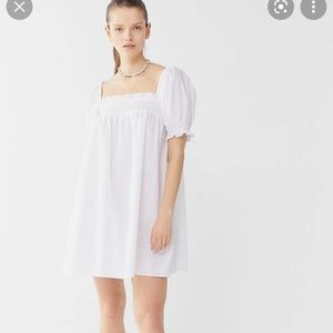 White Puff Sleeve Baby Doll Dress Urban Outfitters UO